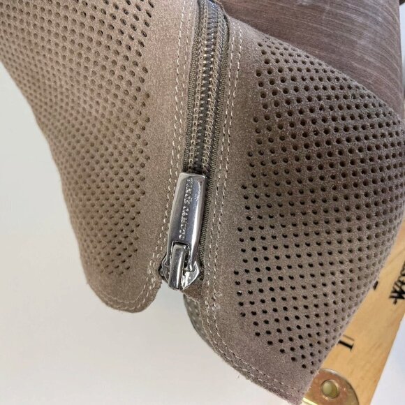 Vince Camuto Women Nethera Perforated Ankle Bootie Taupe 10M Leather Pointed Zip - Picture 6 of 10